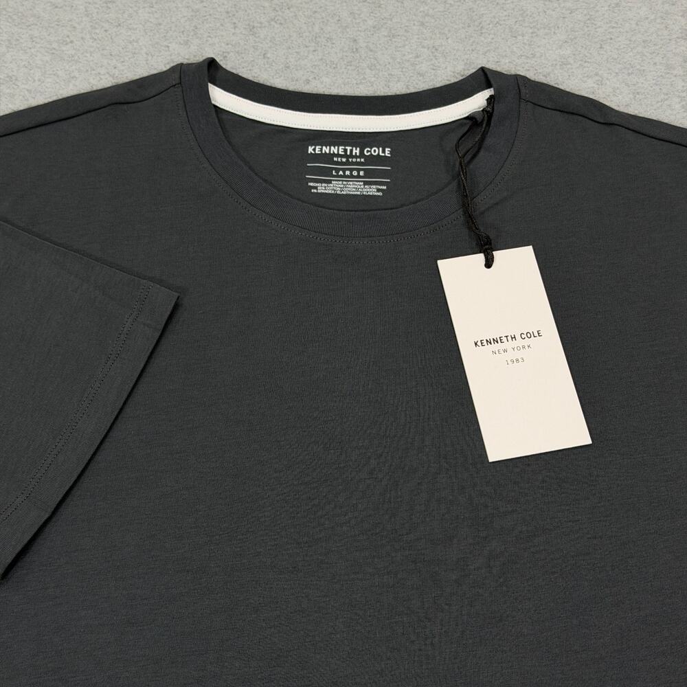Kenneth Cole New York Mens T-Shirt Large Charcoal Gray Stretch Crew Neck Tee NWT
